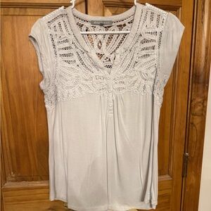 Daniel Rainn Lace Yoke Cap Sleeve Tank in White